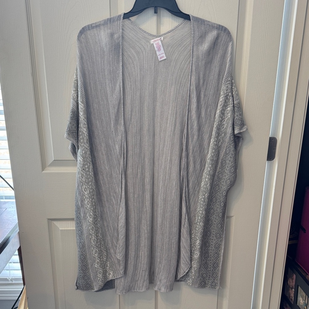 Gray Open Front Cardigan